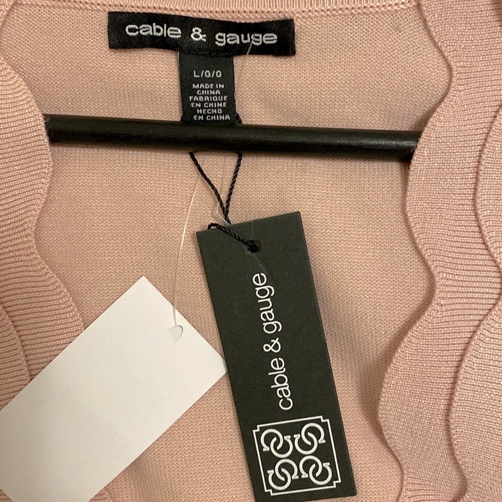 Light pink knitted Cropped Cardigan Knit Shrug, L - Picture 3 of 5